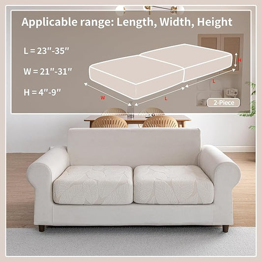 Couch Covers for Sectional Sofa, Washable Stretch Soft Sofa Cushion Covers L Shape Sofa Slipcovers Anti Slip Furniture Decor Protector for Pets (2 Seaters Covers,Ivory)