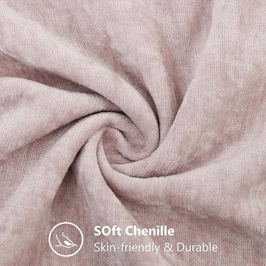decorUhome Chenille Blush Pink Spring Throw Pillow Covers 16x16 Inch Set of 2, Decorative Soft Couch Pillow Covers Solid Dyed Accent Farmhouse Neutral Square Pillow Cases for Sofa