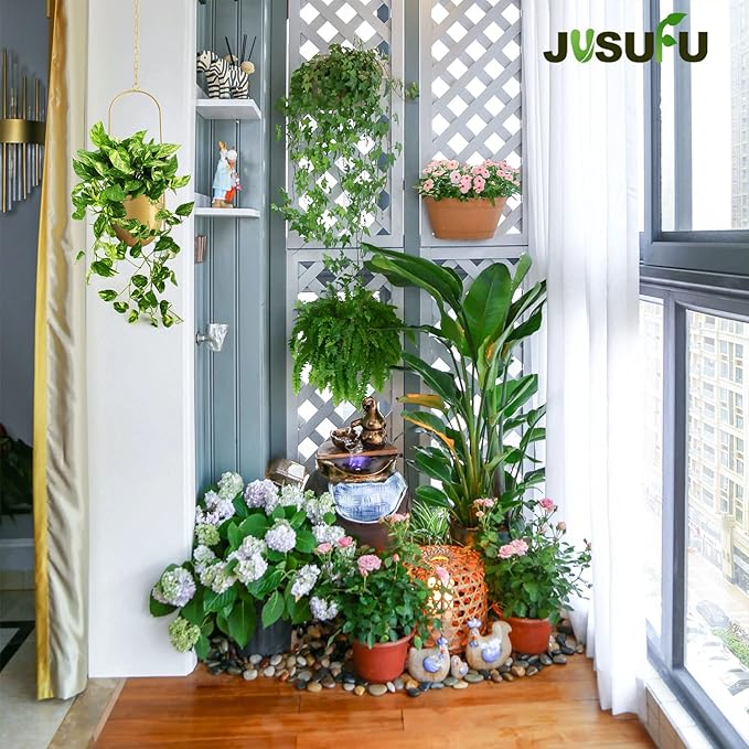Metal Hanging Planters, 2pcs Black Hanging Planters for Indoor & Outdoor Plants, No Plant incld