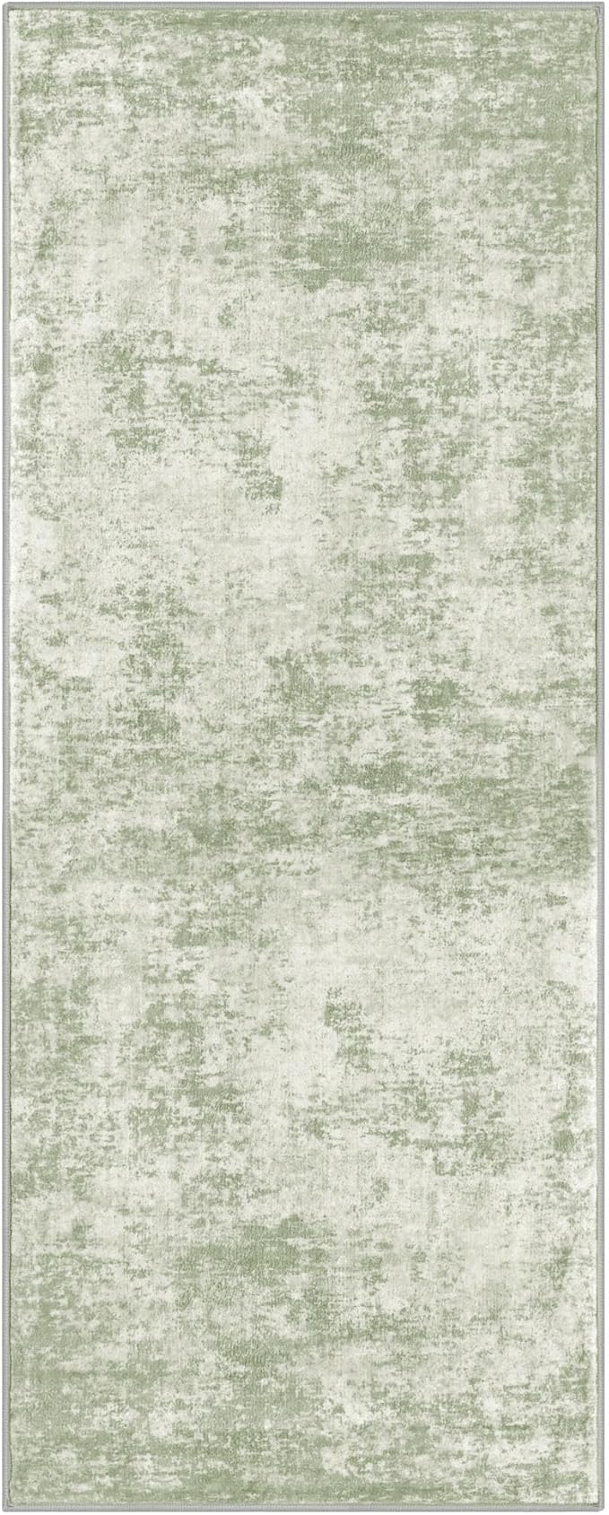 Modern Abstract Runner Rug 2x5 – Sage Green Grey Washable Non-Slip Hallway Kitchen Rug