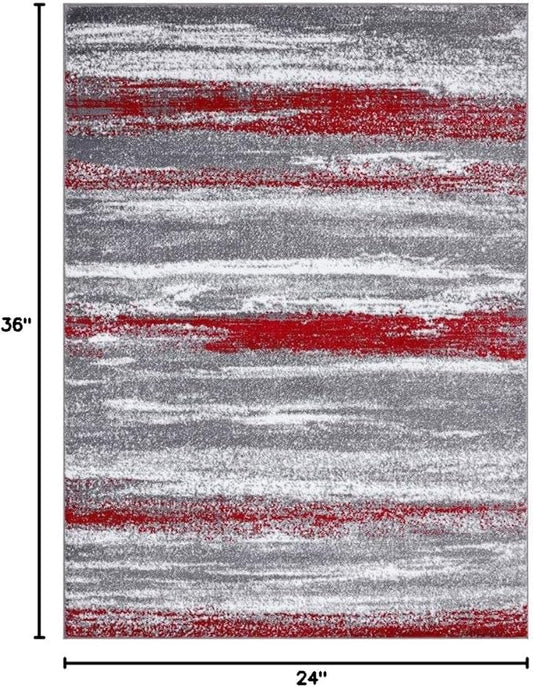 LUXE WEAVERS Modern Abstract Red 2x3 Area Rug