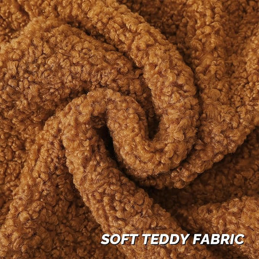 FUTEI Rust Throw Pillow Covers 26x26 Inch Set of 2,Furry Faux Fur Teddy Boucle Textured Cushion Covers,Soft Fluffy Decorative Euro Pillow Shams,Home Decor for Couch Bed Living Room Office Car