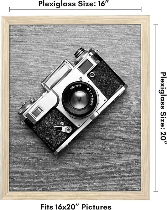 Americanflat 16x20 Picture Frame with Polished Plexiglass - Wide Picture Frames Made of Engineered Wood for Vertical or Horizontal Wall Display - Epic Collection - Natural Oak