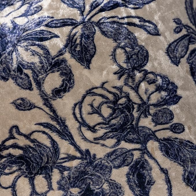 Velvet Floral Print Throw Pillow Covers Set of 2, Superior Soft Decorative Pillow Cases with Luxurious Silky Textured Vintage Cushion Covers for Home Decor Couch Sofa Bed (White Wine, 20x20)