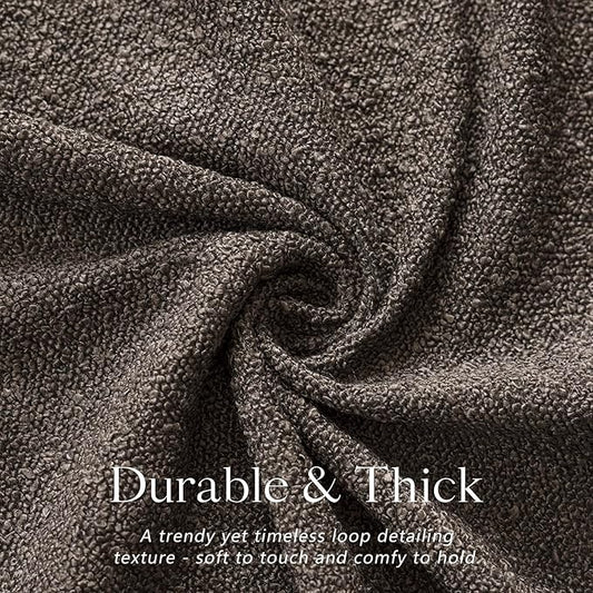 Foindtower Decorative Boucle Throw Pillow Covers Accent Solid Pillow Cases Cozy Soft Textured Couch Cushion Case for Chair Sofa Bedroom Living Room Home Decor 22 x 22 Inch,Dark Brown