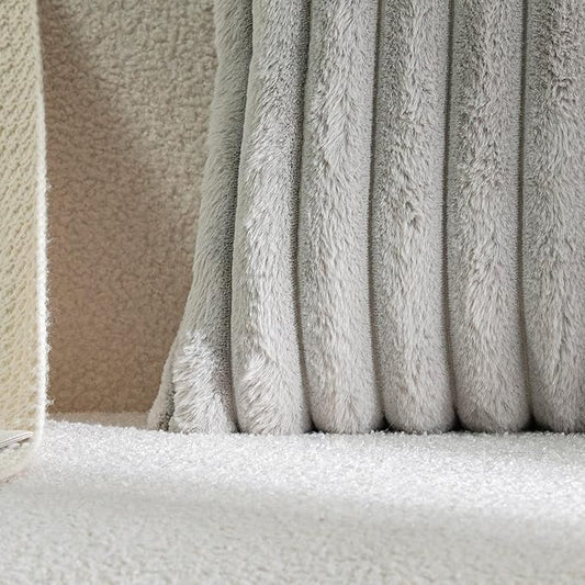 DEELAND Pack of 2,Double-Sided Faux Fur Plush Decorative Throw Pillow Covers Fuzzy Striped Soft Pillowcase Cushion Covers for Sofa Couch Bedroom Lightgrey 18x18 inch