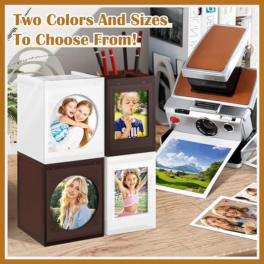 DARCKLE Mini Polaroid Frame & Photo Storage Box,4.2’’x3.5’’ Instax Frame,With magnetic sliding cover for Polaroid i-Type/600/SX-70 Film/Instax Mini Film,Wedding Guest Book Alternative