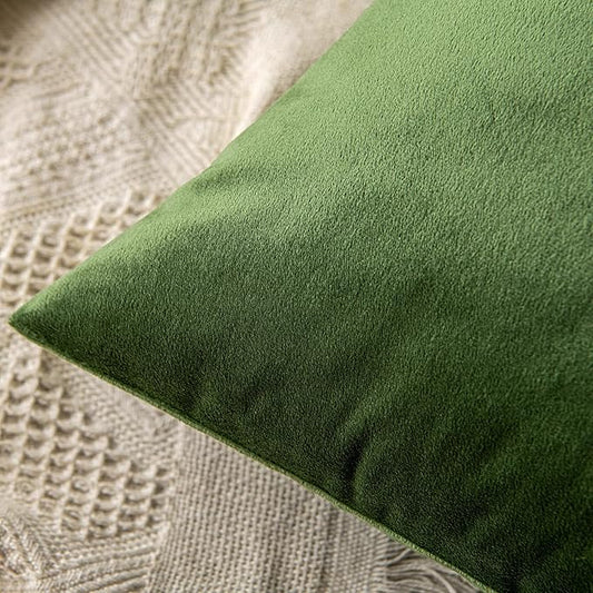 MIULEE Velvet Throw Pillow Covers 12x20 Inch, Pack of 2 - Moss Green, Soft Solid Lumbar Decorative Pillow Covers Modern Luxury Home Decor for Spring Couch Sofa Bedroom Livingroom