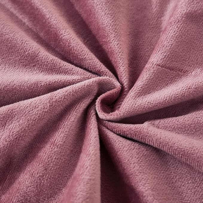 Uhamho Set of 2 Standard Pillowcases Faux Fur Throw Pillow Covers Queen Size Shams Soft Velvet Decorative Zipper Closure (Dusty Rose, 20"x26")