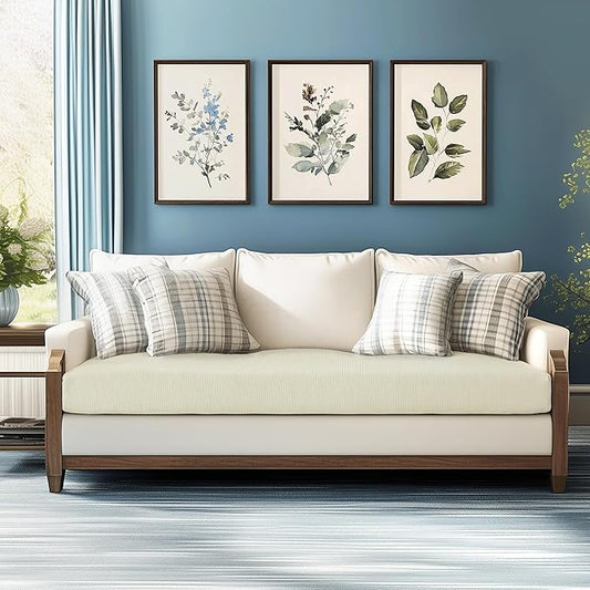 CHUN YI Medium Couch Cushion Cover Stretch for Loveseat, Sofa Seat Slipcovers for Pets, Suitable for Armchair Loveseat Sofa with Spandex Jacquard Washable Fabric(Medium,Ivory White/Cream)