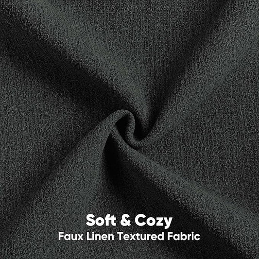 FUTEI Black Chenille Decorative Throw Pillow Covers 26x26 Inch Set of 2,Soft Cozy Faux Linen Textured Euro Pillow Shams,Farmhouse Home Decor for Couch Living Room