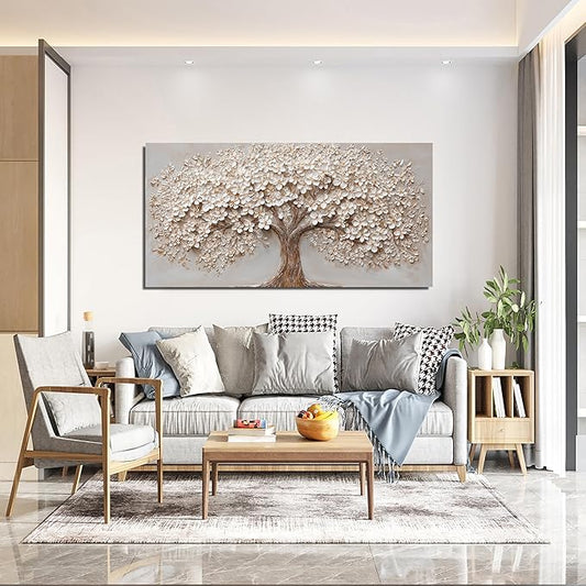 Canvas Wall Art Decor Modern Botanical Wall Art Pictures for Living Room Canvas Art Wall Decor Tree of Life Wall Art Decor White Flower Wall Art Prints Artwork for Walls Bedroom Office Decor 20" X 40"