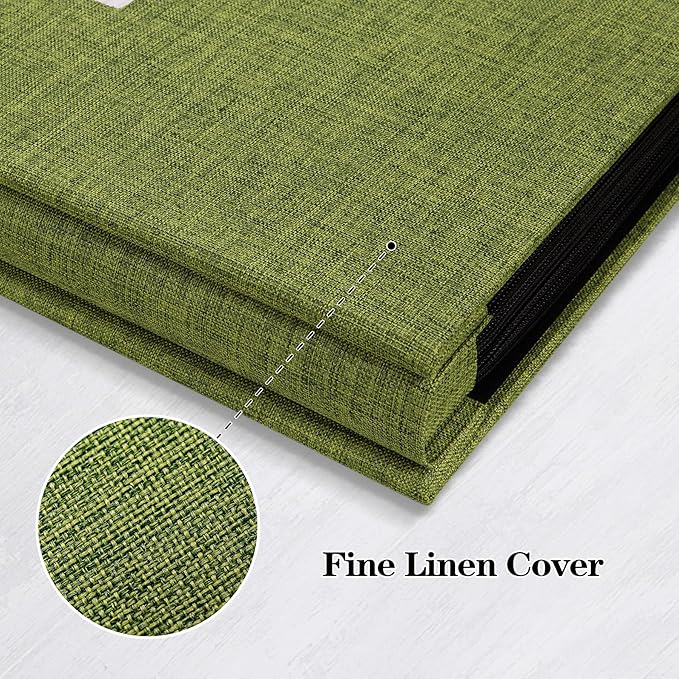 Mublalbum Photo Album 4x6 600 Photos Linen Cover Large Picture Book Holds Horizontal and Vertical Pockets for Wedding Family Anniversary and Baby (Green)