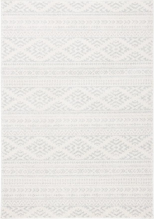 SAFAVIEH Area Rug 4x6 - Tulum Collection - Ivory & Light Grey, Moroccan Boho Tribal Design, Non-Shedding & Easy to Clean, Ideal for Living Room, Bedroom, Dining Space (TUL272G)