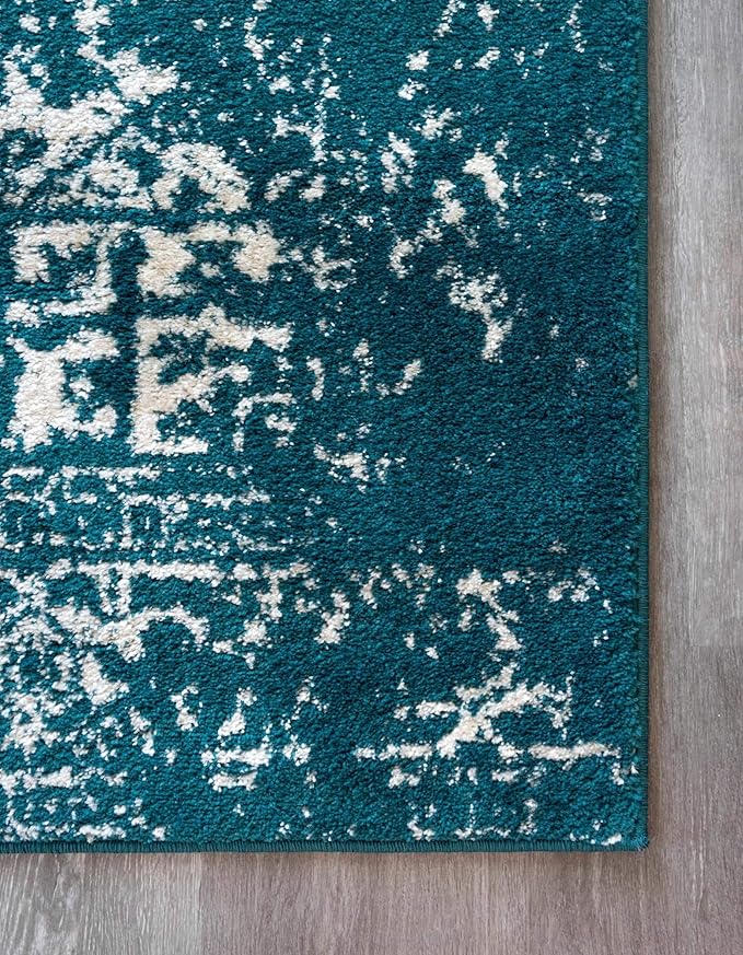 Rugs.com Arlington Collection Rug – 8 Ft Square Turquoise Medium-Pile Rug Perfect for Living Rooms, Kitchens, Entryways
