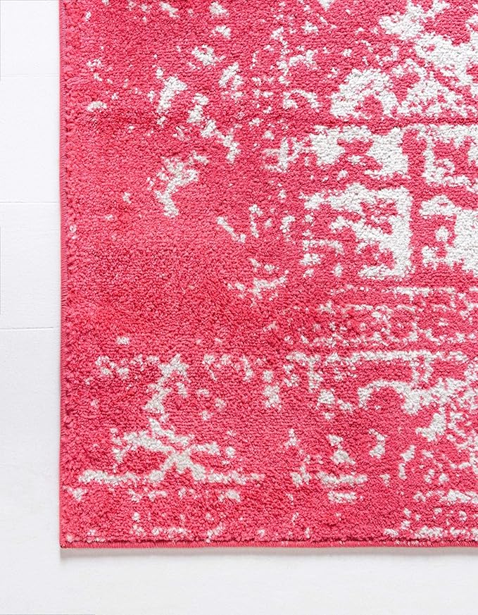 Rugs.com Arlington Collection Rug – 8 Ft Runner Pink Medium-Pile Rug Perfect for Hallways, Entryways