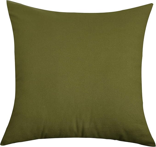 TangDepot Handmade Decorative Solid 100% Cotton Canvas Throw Pillow Covers/Pillow Shams, (18"x18", Olive Green)