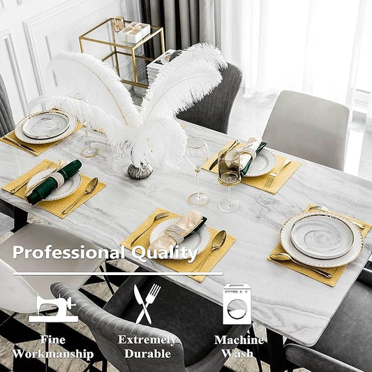 Home Brilliant Cloth Placemats Set of 8 Linen Placemat Washable Heat Resistant Dining Table Place Mats for Kitchen Table Holiday Dinner Fall Winter Decoration, Yellow