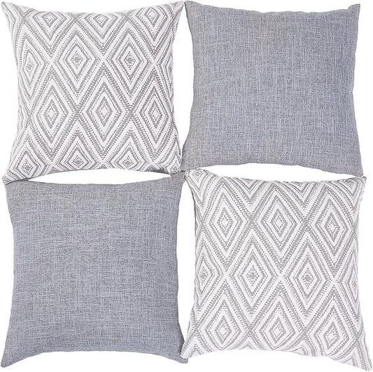 HPUK Decorative Throw Pillow Covers Set of 4 Couch Pillows Accent Cushion Cover for Couch Sofa Living Room, 20"x20" inches, Grey