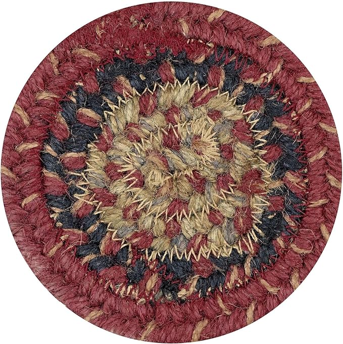 Homespice Highland Jute Braided Rope Coasters 4", Warm Lodge and Cabin Decor, Set of 6, Multicolor - Durable, Absorbs Moisture, Easy to Clean and Protects Furniture