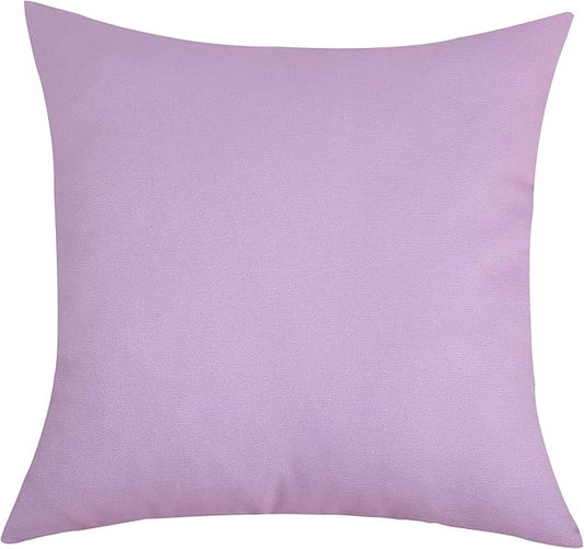 TangDepot Set of 2 Handmade Decorative Solid 100% Cotton Canvas Throw Pillow Covers/Cushion Covers, 45 Colors Available - (20"x20" 2 Pieces, Light Purple Lavende)