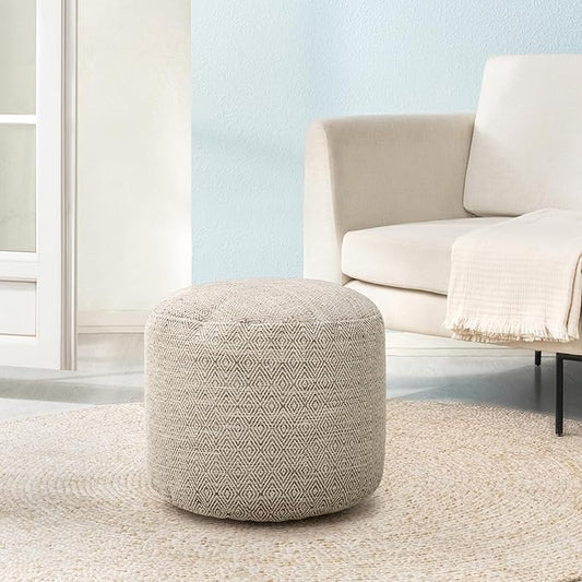 Anji Mountain 100% Handmade & Handcrafted Comfortable Home Décor Pouf Ottoman Footrest for Living Room, Bedroom, Nursery, Kidsroom, Patio Furniture - (22" x 22" x 17" - Stone)