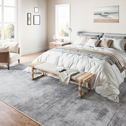 5x7 Washable Area Rug Grey Abstract Modern Living Room Bedroom Throw Rug Non Slip Soft Thin Simple Indoor Floor Carpet for Office Entryway Kitchen Nursery Home Decor