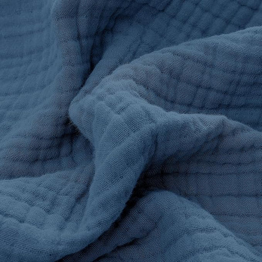 100% Cotton Muslin Queen Blanket (90" x 90") – A Luxuriously Soft, 4-Layer Lightweight and Breathable Gauze Blanket, Perfect for Year-Round use on beds, couches (Pacific Blue, Queen)