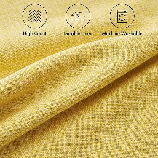 MIULEE Pack of 2 Decorative Linen Burlap Textured Pillow Covers Farmhouse Boho Accent Pillowcases Spring Home Decor for Couch Sofa Bedroom Living Room 18x18 Inch Yellow
