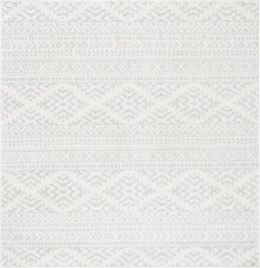 SAFAVIEH Tulum Collection Area Rug - 11' Square, Ivory & Light Grey, Moroccan Boho Tribal Design, Non-Shedding & Easy to Clean, Ideal for Living Room, Bedroom, Dining Space (TUL272G)