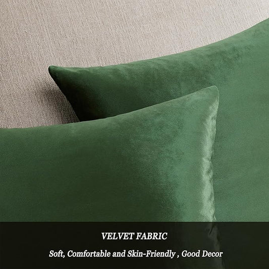 Pillow Covers 20x20 Velvet Decorative Pillows Sofa Couch Throw Pillow Covers Olive Green Pack of 2 Cushion Covers