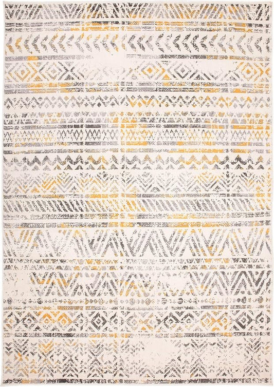 Rugshop Geometric Boho Perfect for high Traffic Areas of Your Living Room, Bedroom, Home Office, Kitchen Area Rug 3'3" x 5' Yellow