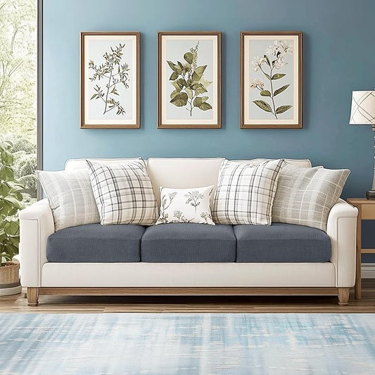 CHUN YI 3Piece Stretch Couch Cushion Covers, Sofa Seat Slipcovers for Pets, Suitable for Armchair Loveseat Sofa with Spandex Jacquard Washable Fabric(3Piece,Grey)