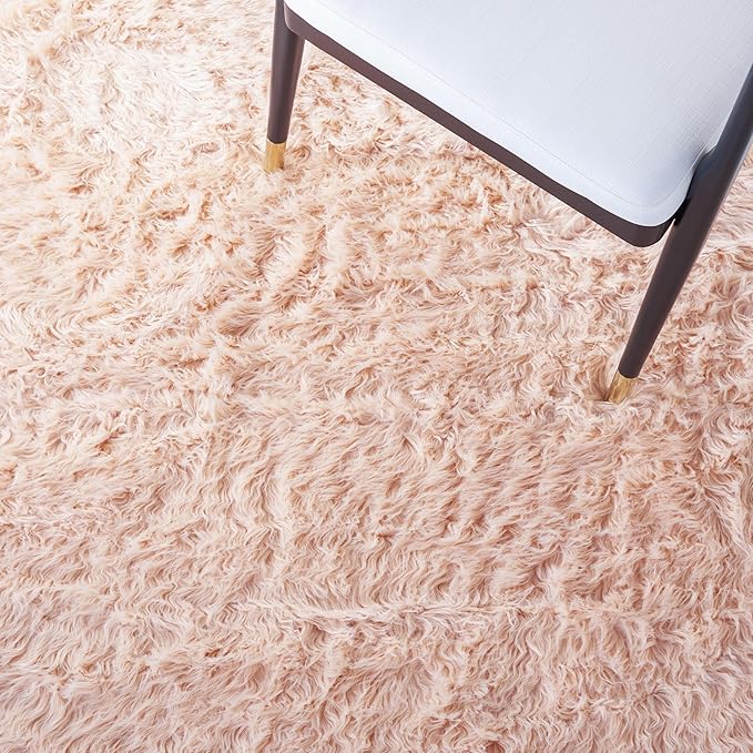 SAFAVIEH Faux Sheep Skin Collection 3' x 5' Light Pink FSS115U Silken Glam 2.35-inch Thick Area Rug