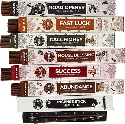 Money Incense Sticks - Total 120 Insence-Sticks (20 Inscents x 6 Insense) Inciensos Aromaticos para La Casa Incents to Attract Money Luck Success Abundance Blessing Road Opener + Incense Holder