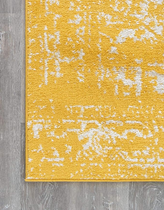 Rugs.com Arlington Collection Rug – 6 Ft Runner Yellow Medium-Pile Rug Perfect for Hallways, Entryways