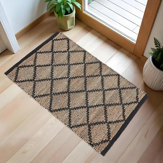 REDEARTH · Jute Cotton Area Rug - 2'x3' Rectangular Rug, Sustainable Handwoven, Non-Shedding, Soft & Durable – Reversible, Neutral Tones for Home Décor in Living Room, Dining Room, Bedroom, Set of 2