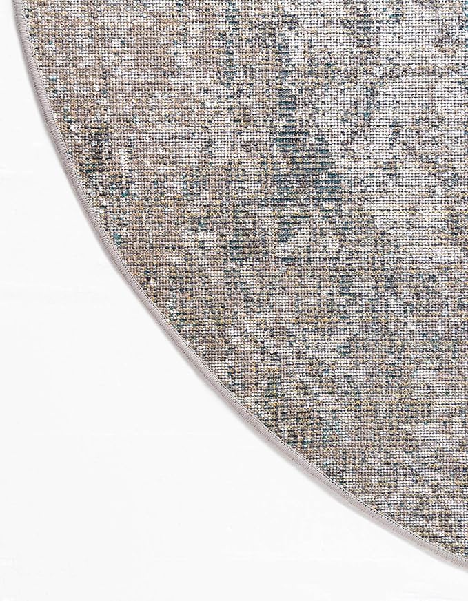 Rugs.com Arlington Collection Rug – 8 Ft Round Grey Medium-Pile Rug Perfect for Kitchens, Dining Rooms