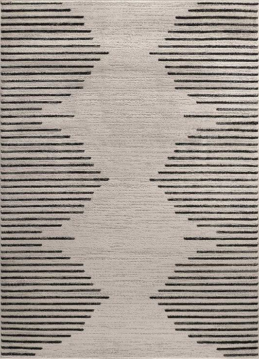 Rugshop Bohemian Stripe Stain Resistant High Traffic Living Room Kitchen Bedroom Dining Home Office Area Rug 8' 8" x 12' Cream