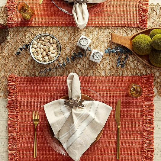 DII Variegated Tabletop Collection, Placemat Set 13x19, Spice, 6 Piece