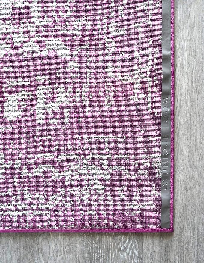 Rugs.com Arlington Collection Rug – 12 Ft Runner Purple Medium-Pile Rug Perfect for Hallways, Entryways