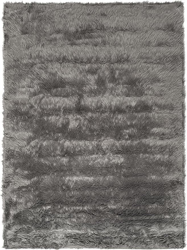 SAFAVIEH Faux Sheep Skin Collection 4' x 6' Grey FSS235D Silken Glam 2.35-inch Thick Area Rug