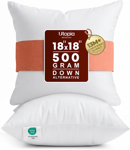 Utopia Bedding Throw Pillow Inserts 18x18 – Set of 2 | White