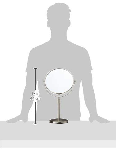 JERDON Two-Sided Tabletop Makeup Vanity Mirror - 5X-1X Magnification & Swivel Design - 9-Inch Diameter Mirror with Adjustable Height - Polished Chrome Finish - Model JP4045C