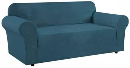 H.VERSAILTEX Stretch Couch Covers for 3 Cushion Couch Sofa Slip Covers for Living Room Feature Thick Checked Jacquard Fabric with Elastic Bottom, Sofa Large - Deep Teal