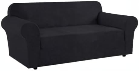 H.VERSAILTEX Couch Stretch Covers Couch Covers for Dogs Sofa Slip Covers for 3 Seat Cushion Couch Feature Thick Checked Jacquard Fabric with Elastic Bottom, Sofa Large - Black