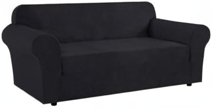 H.VERSAILTEX Couch Stretch Covers Couch Covers for Dogs Sofa Slip Covers for 3 Seat Cushion Couch Feature Thick Checked Jacquard Fabric with Elastic Bottom, Sofa Large - Black