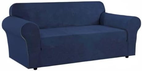 H.VERSAILTEX Stretch Oversized Sofa Cover 1 Piece Sofa Slipcovers for Living Room Feature Thick Checked Jacquard Fabric with Elastic Bottom, Sofa X-Large - Navy