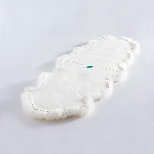 HUAHOO Premium Genuine Sheepskin Rug Real Australia Sheepskin Natural Luxury Fluffy Lambskin Fur Area Rug Seat Covers for Kids Bedroom Sofa Chair Cover Pets Dogs Mat Double Pelt/2' x 6' White/Ivory