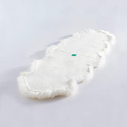 HUAHOO Premium Genuine Sheepskin Rug Real Australia Sheepskin Natural Luxury Fluffy Lambskin Fur Area Rug Seat Covers for Kids Bedroom Sofa Chair Cover Pets Dogs Mat Double Pelt/2' x 6' White/Ivory